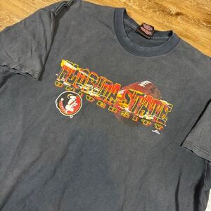 Vintage Blue Dolphin Shirt Men's XXL Black Florida State Seminoles Faded 90s